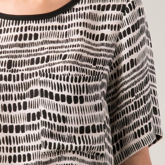 VINCE Black and White Short-Sleeve Blouse - Picture 2 of 6